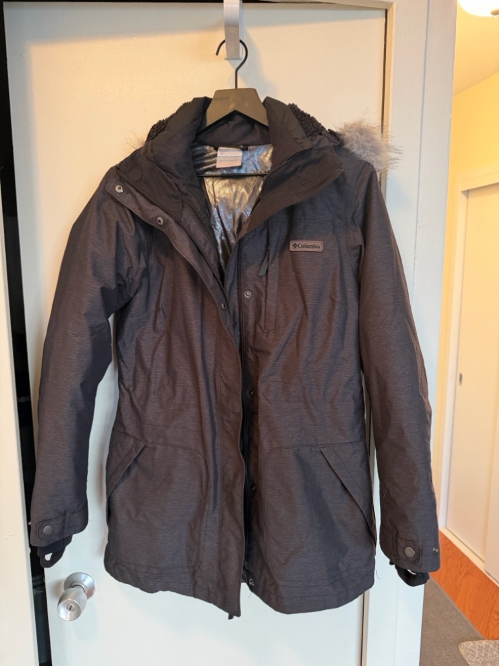 Columbia Women's 3-1 Dark Gray Ski & Snow Jacket with Faux Fur Trim